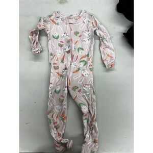 PJ Place Baby Girls Pink Easter Bunny Carrot Footed Pajamas Sleeper 12-18M